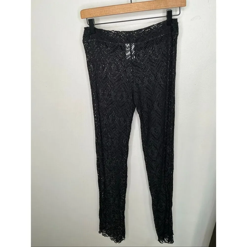 Becca Amore Lace Swim Cover Up Pants | Black in Small - Picture 3 of 6